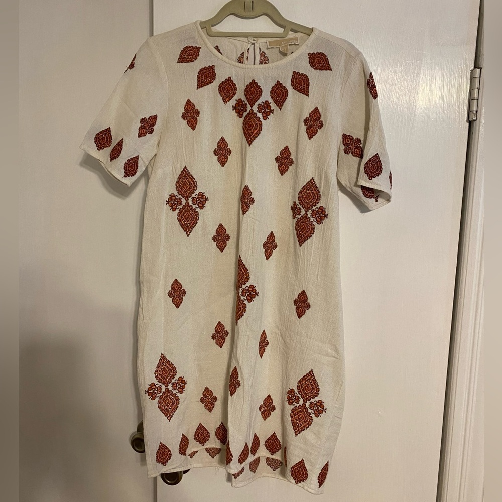 Michael Kors Cotton Gauze Embroidered Dress